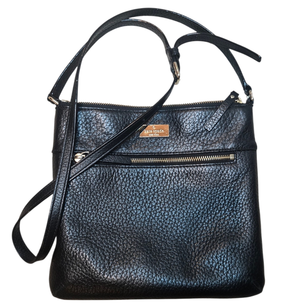 Kate Spade Black Genuie Pebbled Leather Crossbody Bag Purse